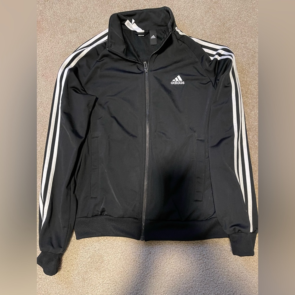 Women’s Black & White Adidas Track Jacket size Small.